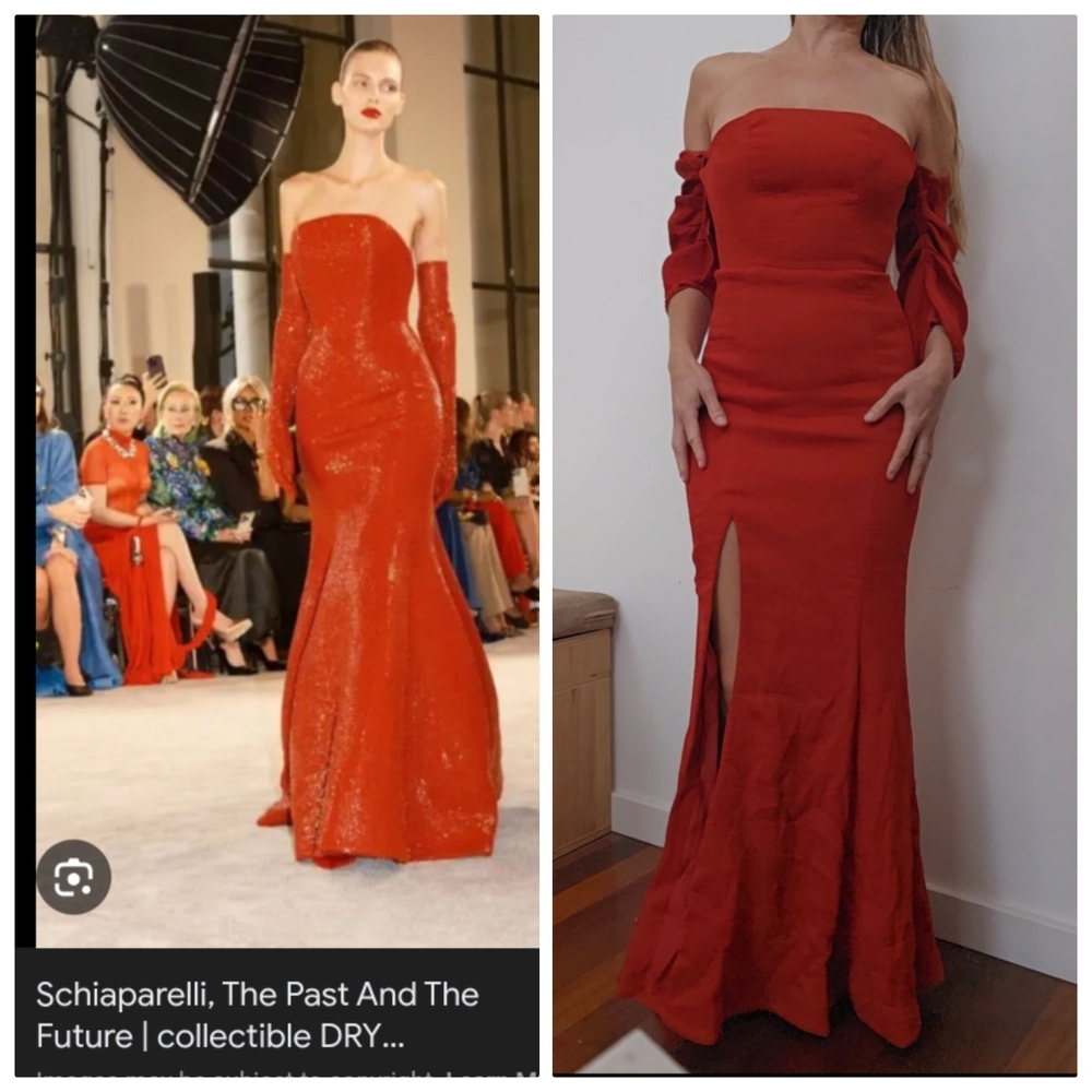Nwt Off Shoulder Red Gown Revolve Sample Cut Like Schiaparelli Xxs